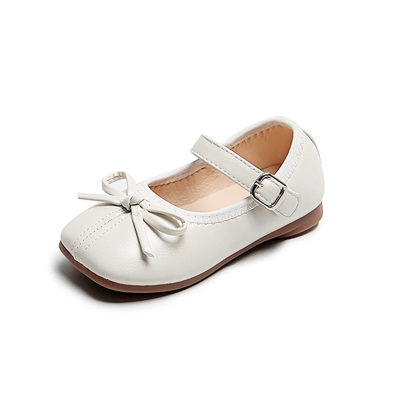 

CAPSELLA Kids Girls Butterfly-Knot Princess Leather Shoes Fashion Sneakers Baby Children Flat Casual Shoes Size 21-30