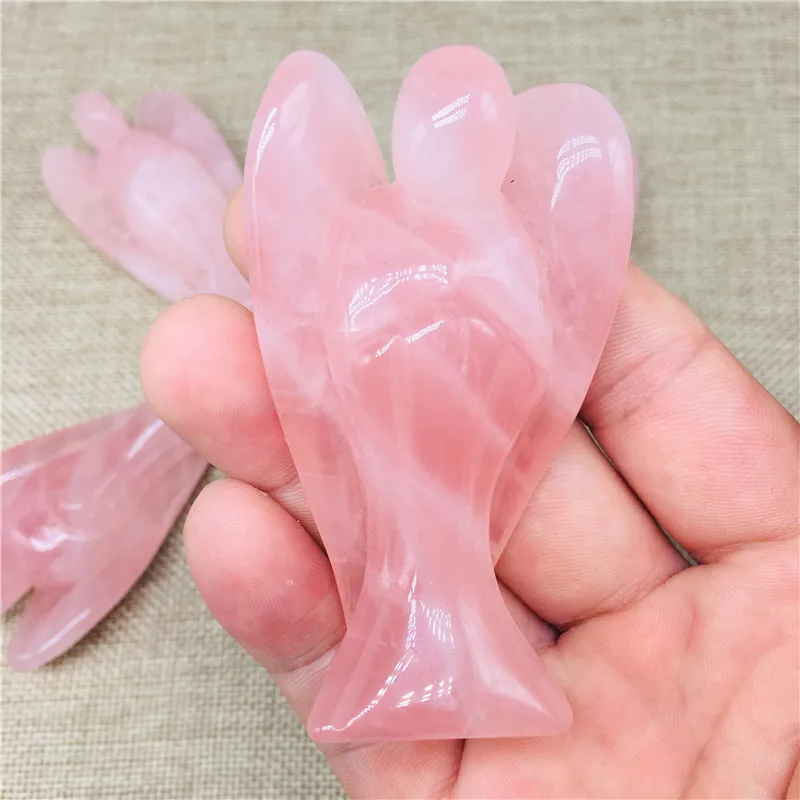 

7cm Natural crystal pink quartz carvings home decoration