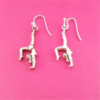 gymnast earrings gymnastic antique silver color earrings gymnast charms gift for sport lover