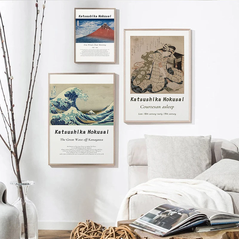 

The Great Wave Off Kanagawa Ukiyoe Japanese Art Poster Vintage Wall Canvas Print Famous Painting Living Room Decoration Picture
