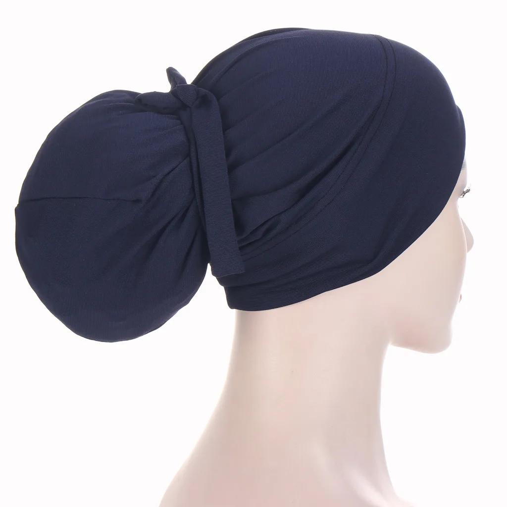 

Popular Turban Straps Pullover Caps Soft Headband Decoration Square Scarf Flower Headwear High Elasticity Hat Cap