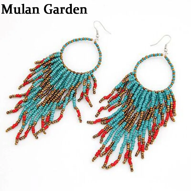 M & G новый узор ручная работа серьги с кисточками в богемном стиле винтажная