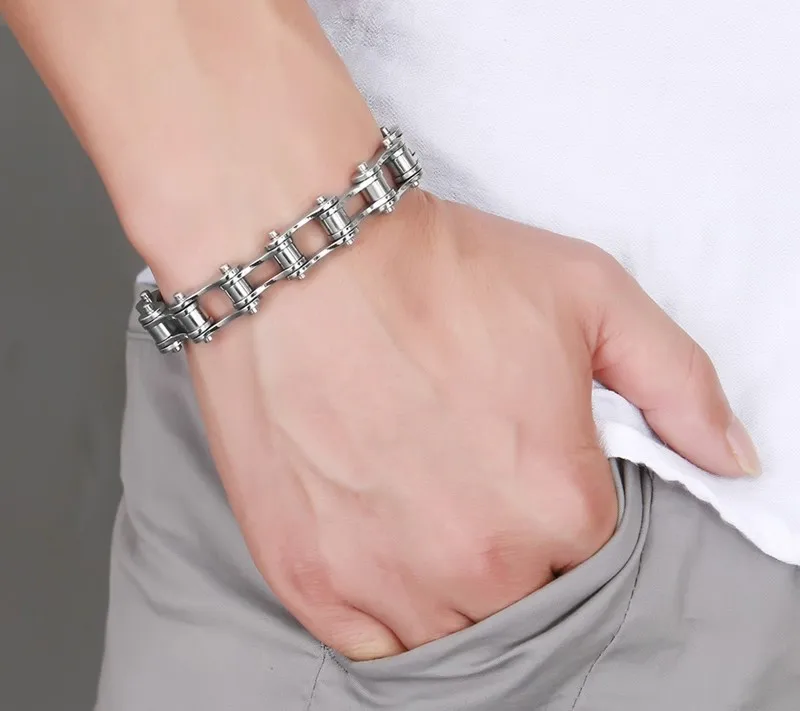 Мужские браслеты и велосипедная цепь из нержавеющей стали 316L ювелирные изделия