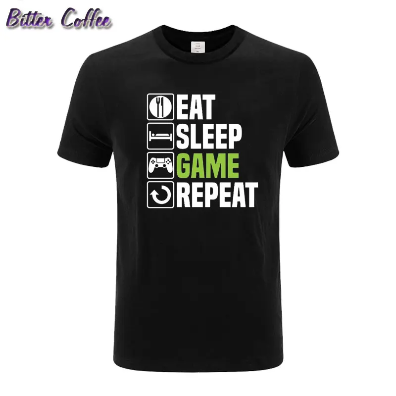 Eat Sleep Футболка с принтом смешной геймер игровой Рождественский подарок на день