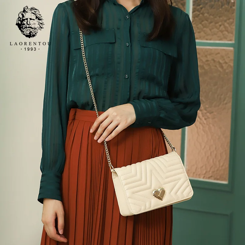LAORENTOU Маленькая женская сумка с клапаном Классическая мягкая яловая кожа через
