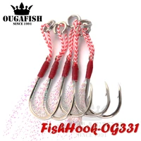 5pcslot jig head fishing hook jigs assist hook barbed jig hooks high carbon steel slow jigging anzuelos de pesca mar anzuelos