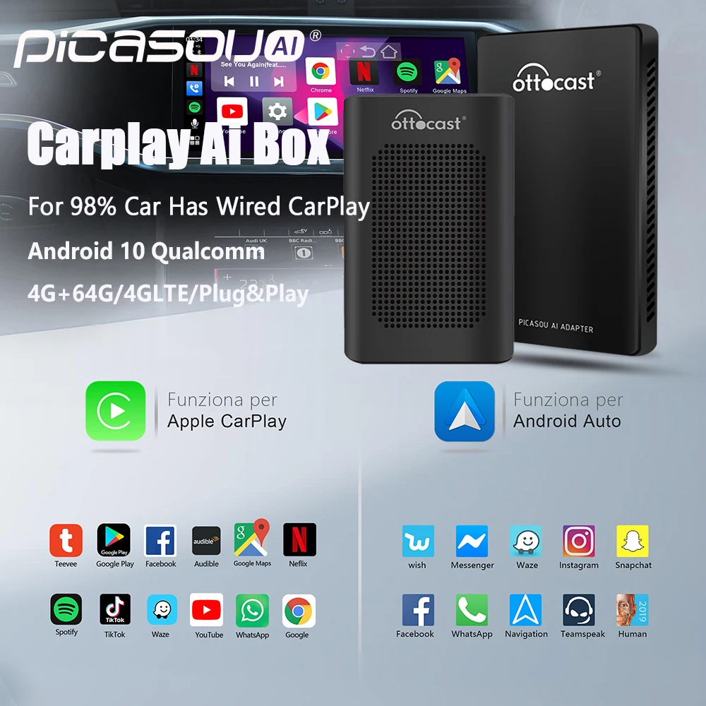 $142.10 Android 10 CarPlay AI Box CAR MULTIMEDIA PLAYER S21 4GB+64GB Apple Carplay Android Auto Tv Box for Benz Audi Nissan Hyundi Haval