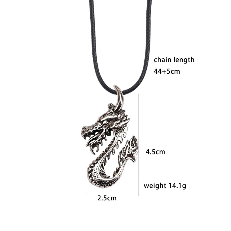 

Retro fashion alloy animal necklace pendant Chinese style trendy male jewelry domineering dragon choker birthday gift wholesale