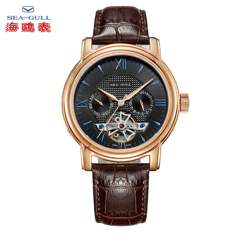D519.623 Seagull деловые часы Мужские механические наручные часы с календарем 50 м Водонепроницаемые кожаные подарки на день Святого Валентина мужские часы D519.623 - Цвет: D519.623