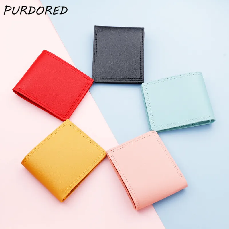

PURDORED 1 шт. Женский мини-кошелек для карт из искусственной кожи карамельные цвета держатель для визиток тонкий мини-простой чехол для кредитн...