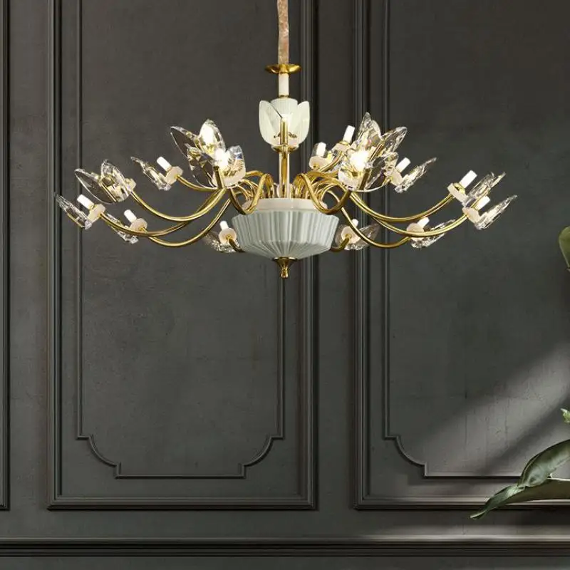 Итальянский светильник Роскошная Современная хрустальная люстра из меди и