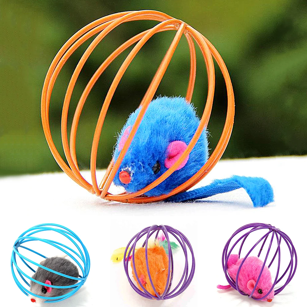 Котенок питомец милая искусственная мышь в прокатки крысы шарик для клетки