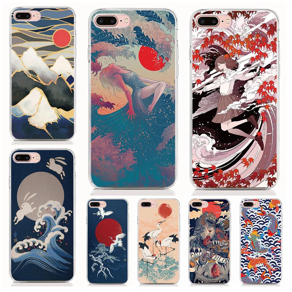 

For LG Stylo 4 5 Nexus 5X G7 G6 Q7 K7 V40 V30 Soft Tpu Silicone Case Cartoon Wave Art Japanes Back Cover Coque Shell Phone Cases