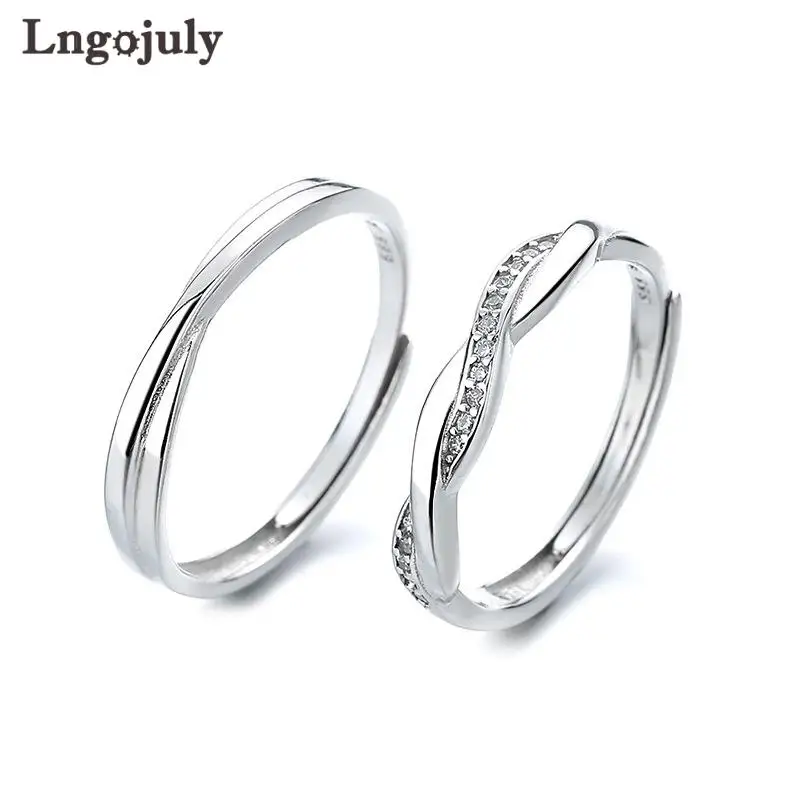 

Парные кольца из серебра 925 пробы с фианитом для женщин и мужчин, ювелирные изделия из серебра 999 пробы для годовщины, помолвки, свадьбы, вече...