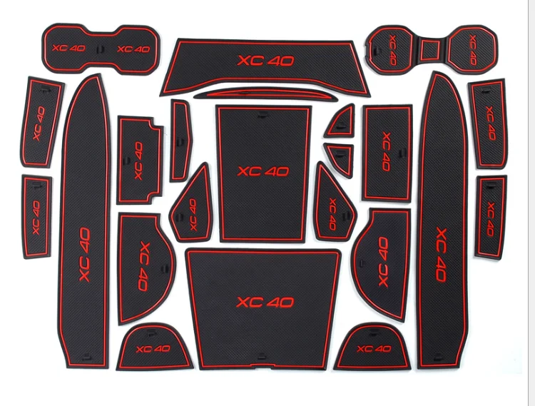 

Car Door Slot Pat For Volvo XC40 2018 2019 Anti-Slip Dust-Proof Door Groove Mats Auto Interior Accessories White Red 23Pcs