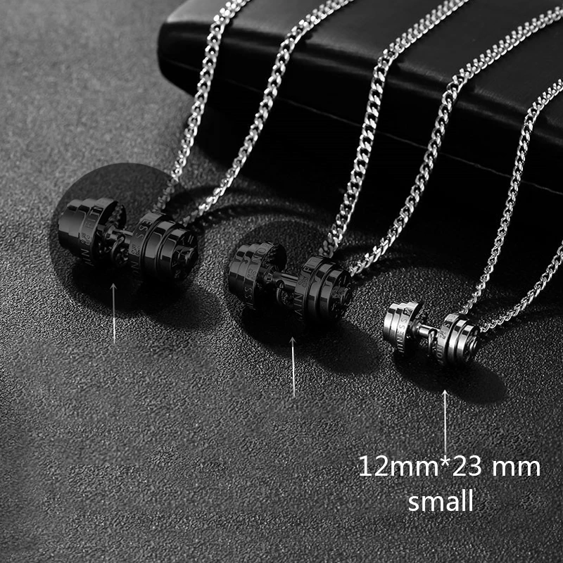 small silver Подвеска в форме Штанги Гантели серебряное ожерелье Золото Нержавеющая сталь Фитнес Спорт золотая цепочка ожерелье мужские аксессуары для женщин кулон - Окраска металла: small silver