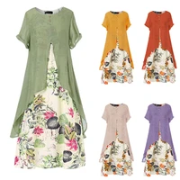 yitonglian womens summer chic short sleeve fashion boho style loose maxi dress plus size floral dresses s0250