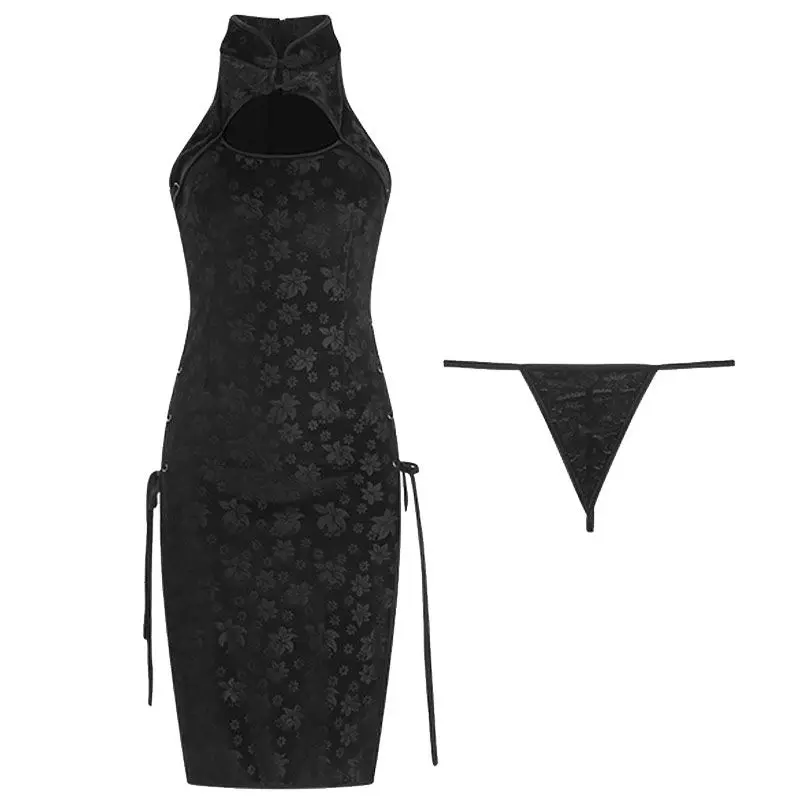 

QWEEK Vintage Sexy Cheongsam Loungewear Women Cosplay Costume Bodycon Bandage Dress Outfits for Women Sexydresses for Women