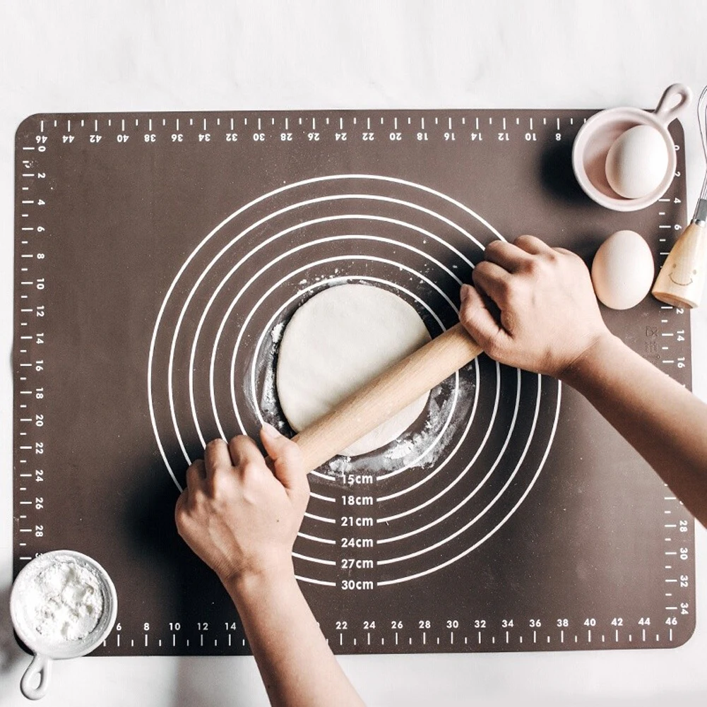 Black Anti Slip Dough Maker Baking Mat Pastry Cooking Tools Rolling Pad Accessories Gadgets Heat Resistant Kitchen Silicone | Дом и сад