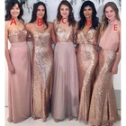 Простое длинное платье подружки невесты с блестками, без рукавов