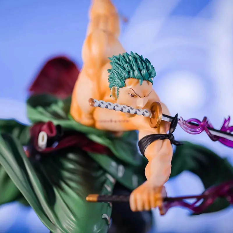 Одна штука 18 см Roronoa Zoro Аниме Фигурка Боевая сцена спецэффекты Roronoa Zoro ПВХ фигурка Коллекция Модель игрушки