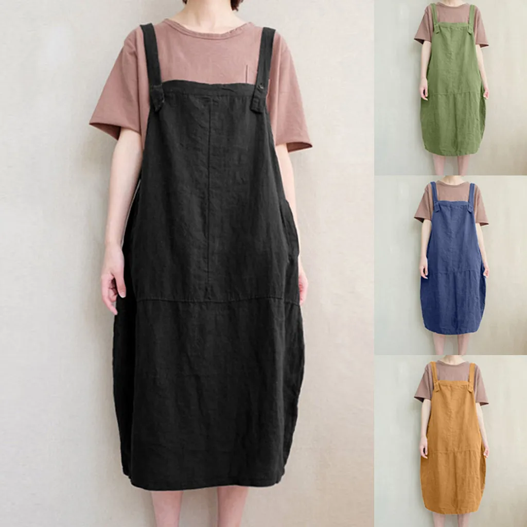 Новинка хит женские повседневные платья из хлопка и льна свободные без рукавов