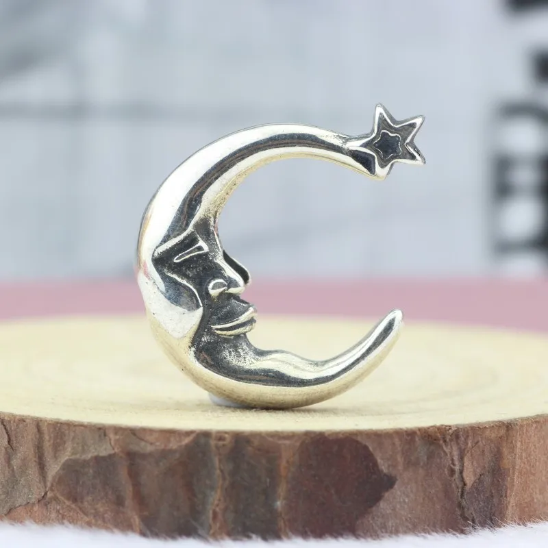 925 пробы Серебряные Подвески Бусины с изображением Луны и бусинки Подходит