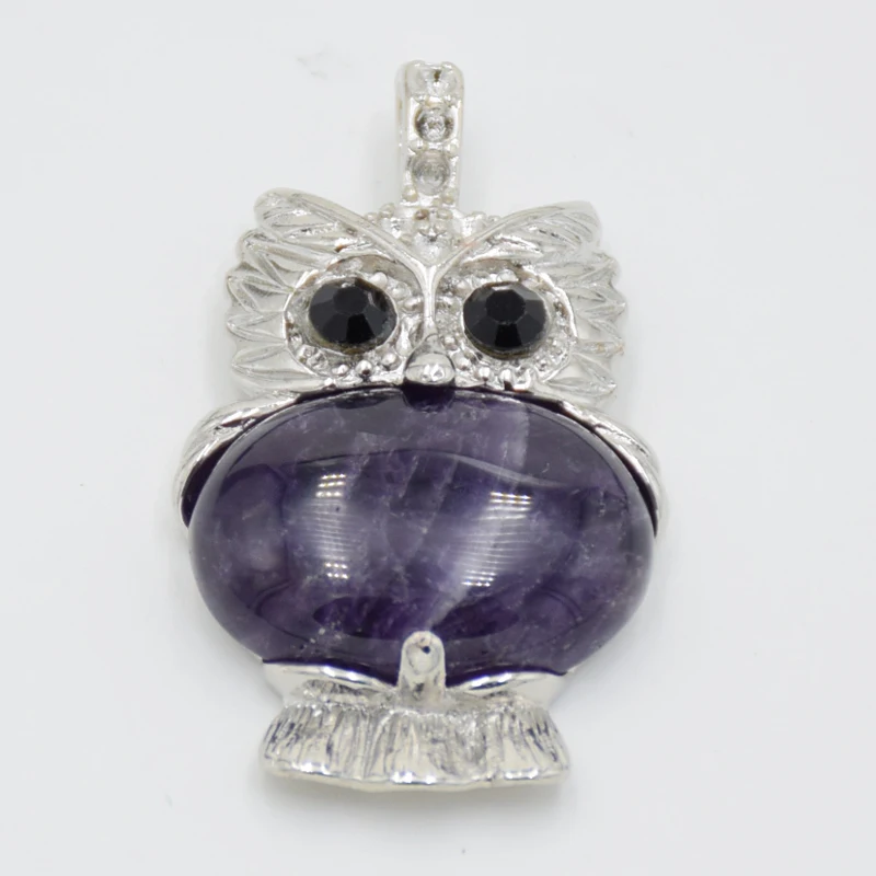 Натуральный камень милая сова животные подвески для ожерелий овальной формы