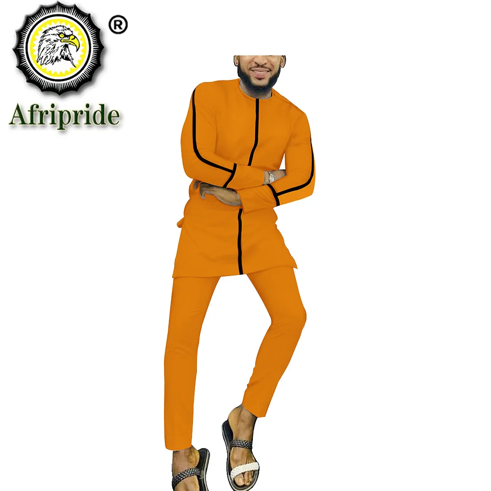 African Style Clothing Mens Print Clothes 100% Cotton Patchwork Top and Long Pants Set African Print 2 Piece Pants Sets S2016032