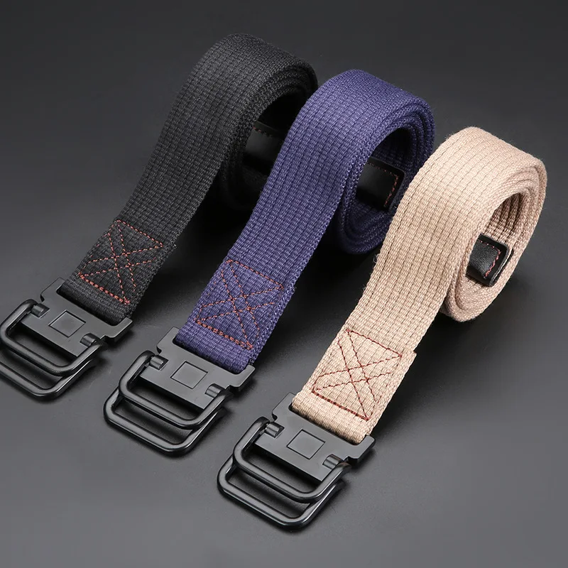 

New Design Unisex Double Buckle Tactical Belts Men Adjustable Stretch Canvas Belts Women Elastic Strap Belt for Pants Jeans
