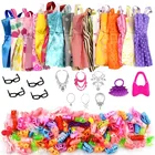 85 предметовкомплект, аксессуары для кукол = 10 шт., Одежда для куклы, платье + 75 очков, пластиковое ожерелье, сумочка, пара обуви для девочки, кукла, Прямая поставка