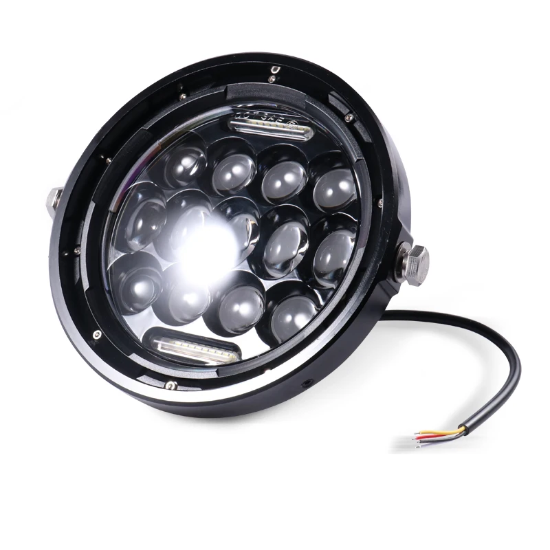 7 Inch Motorcycle LED Headlight Universal Motor 7&quot Round Head Lamp Retro Black Headlamp for Cafe Racer Bobber Honda GS125 CG125 |