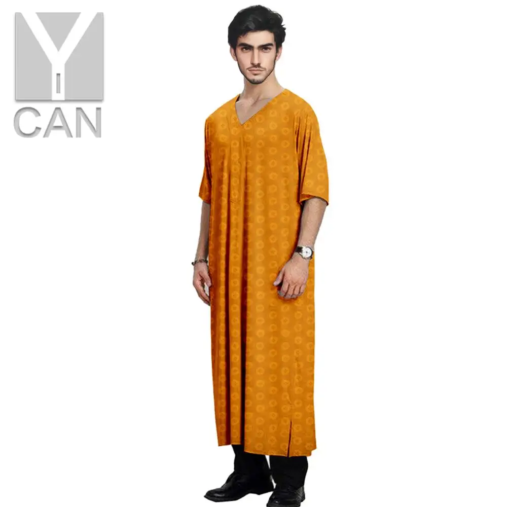 Y-CAN Men Robe Islamic Arabic Kaftan Muslim Fashion Long Sleeve Abaya Robes Clothing Pakistan Free Jubba Thobe Cotton Y201024