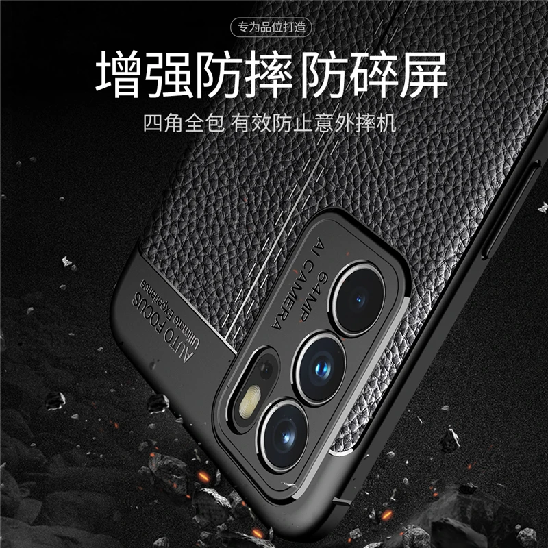 For Oppo Reno6 5G Case Luxury Leather Soft Silicone Shockproof TPU Bumper Back Cover For Reno 6 5G Phone Case For Oppo Reno 6 5G