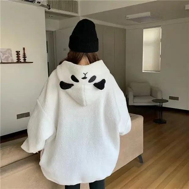 Panda Hoodie Men's Women's Letter Oversized Hoodie Boys and Girls Sweatshirt Korea Loose Hoodie with Panda Hat
