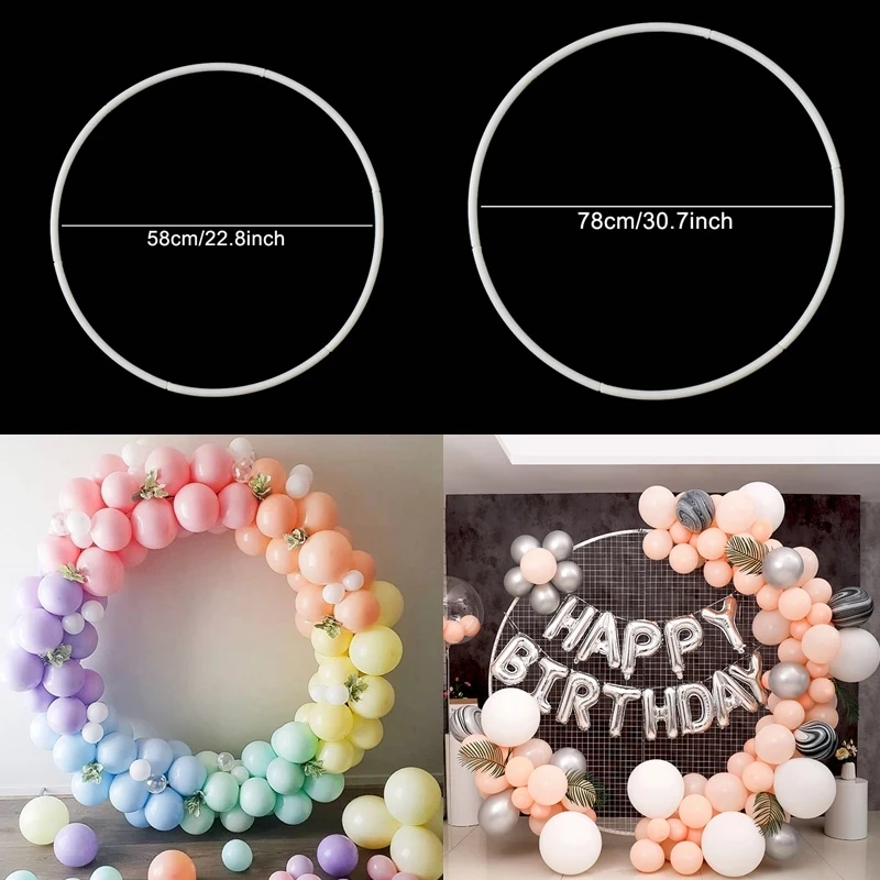 

58/78cm Plastic Balloon Ring Arch Round Circle Balloon Artificial Flower Wreath Frame Hoop For Christmas Wedding Party Decor