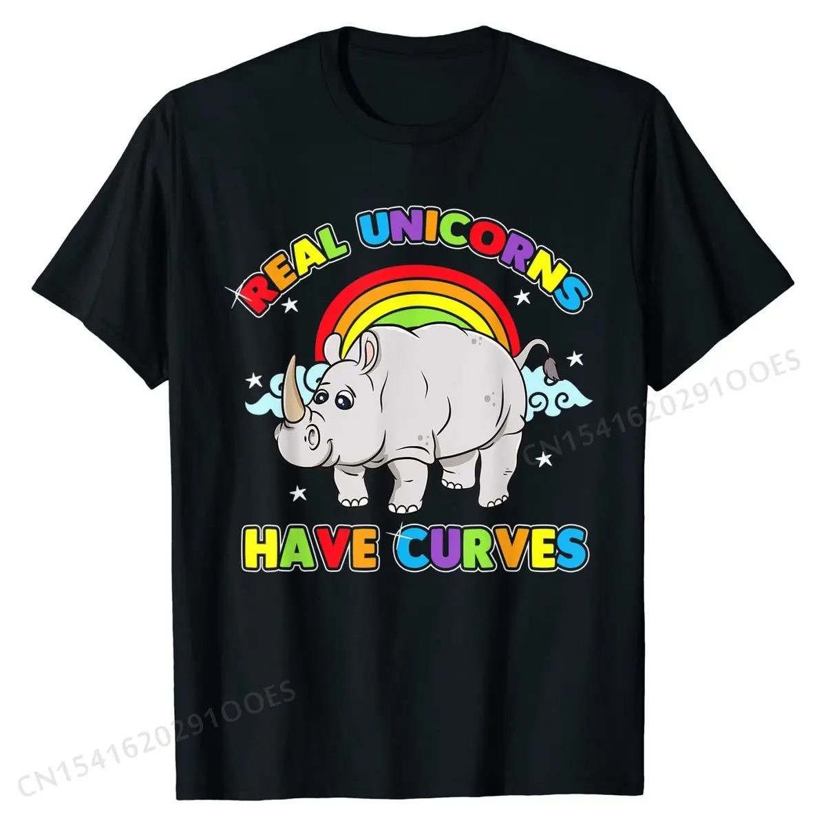 

Real Unicorns Have Curves T-Shirt Funny Rhino Quotes PrintHip hop Tops Tees Fitted Cotton Men Top T-shirts