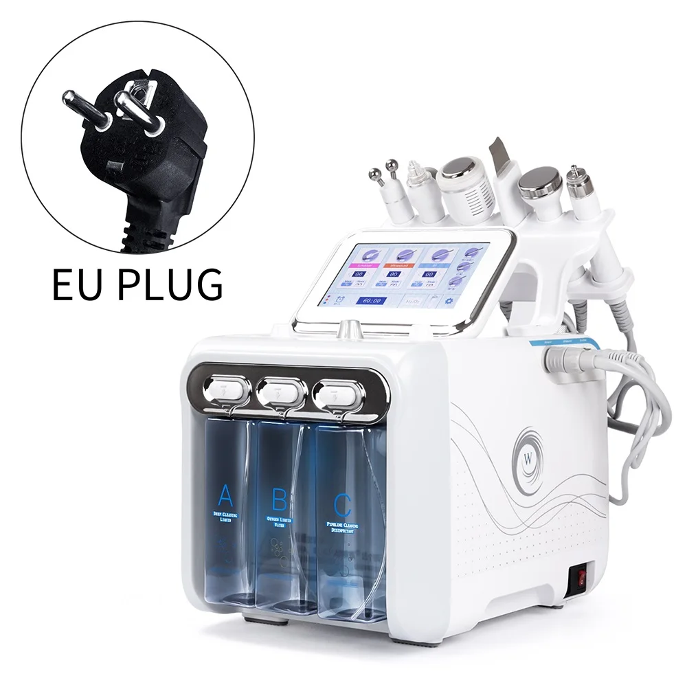 EU PLUG (220-240V) 6 в 1 машина для дермабразии воды машина для глубокого очищения струи воды гидро алмаз лица Чистая омертвевшая кожа удаление для салонного использования - Цвет: EU PLUG (220-240V)