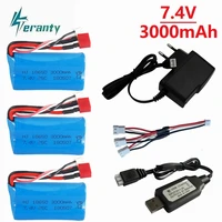 7 4V 3000MAH lipo Battery 18650 for Q46 Wltoys 10428  12428 12423 Car Spare Parts with charger 7 4V battery for toys parts