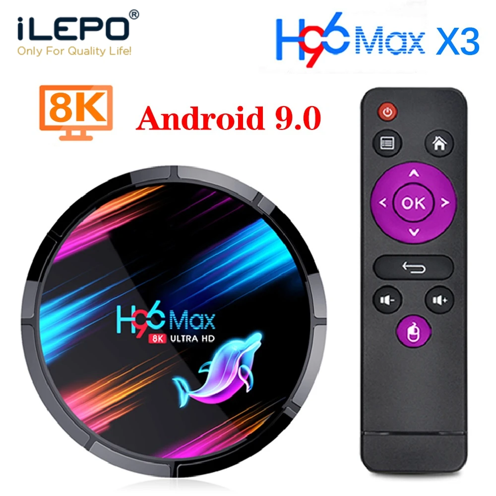ILEPO TV Box H96 MAX Android 9 0 Amlogic S905X3 2 4G/5G WI FI BT4.0 1000M 8K голосового помощника Google max X3 Smart