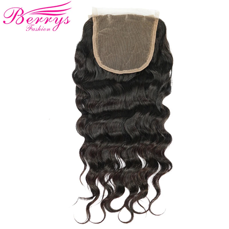 [Berrys Fashion] перуанские натуральные волосы свободные волнистые на шнуровке 4*4