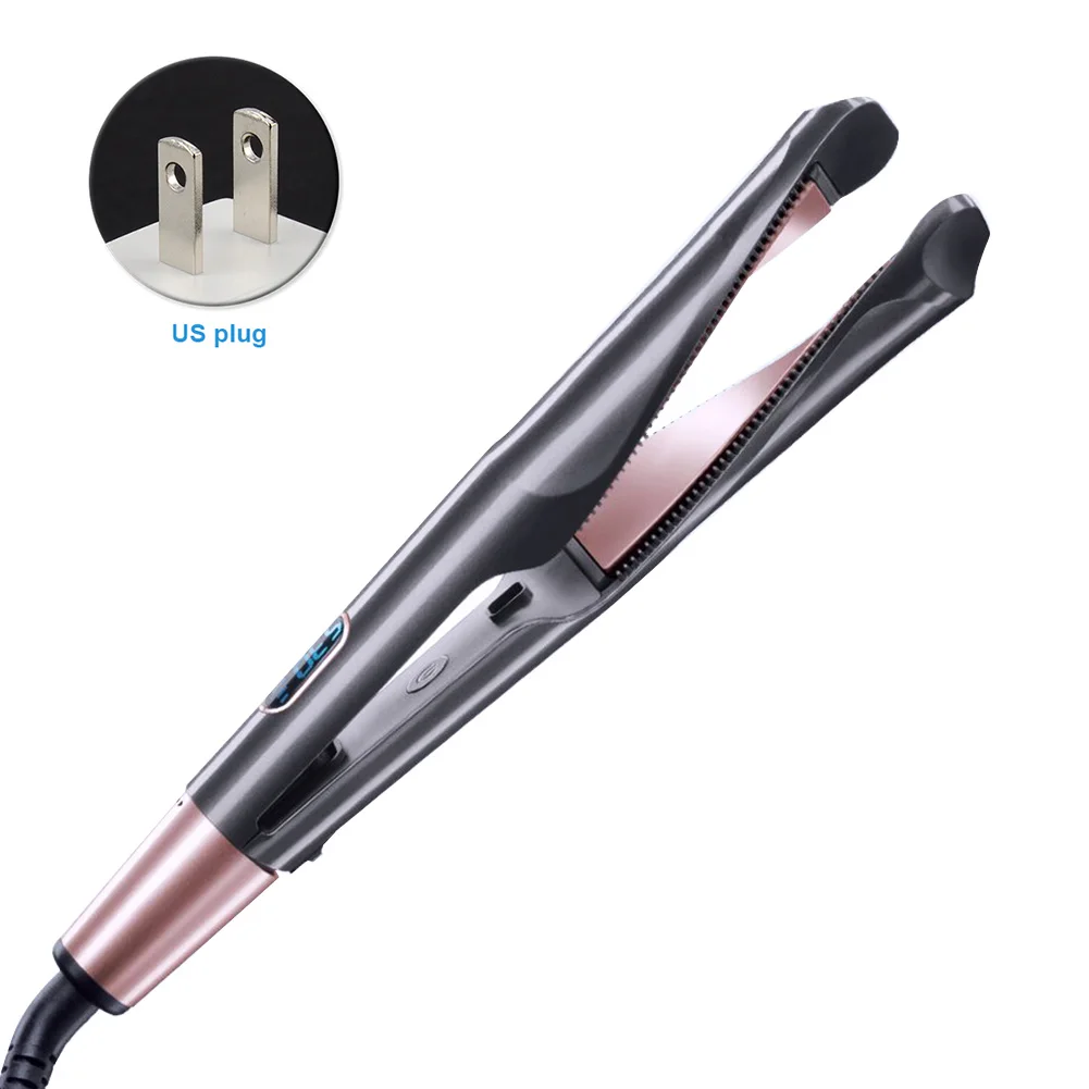 2 In 1 Hair Curling Iron Salon LED Display Tourmaline Ceramic Multipurpose Quick Heating Straightening Styling Tool Dual Voltage |