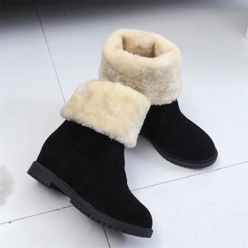 Зимние Теплые ботильоны 2019 удобные плюшевые ботинки женская замшевая обувь с