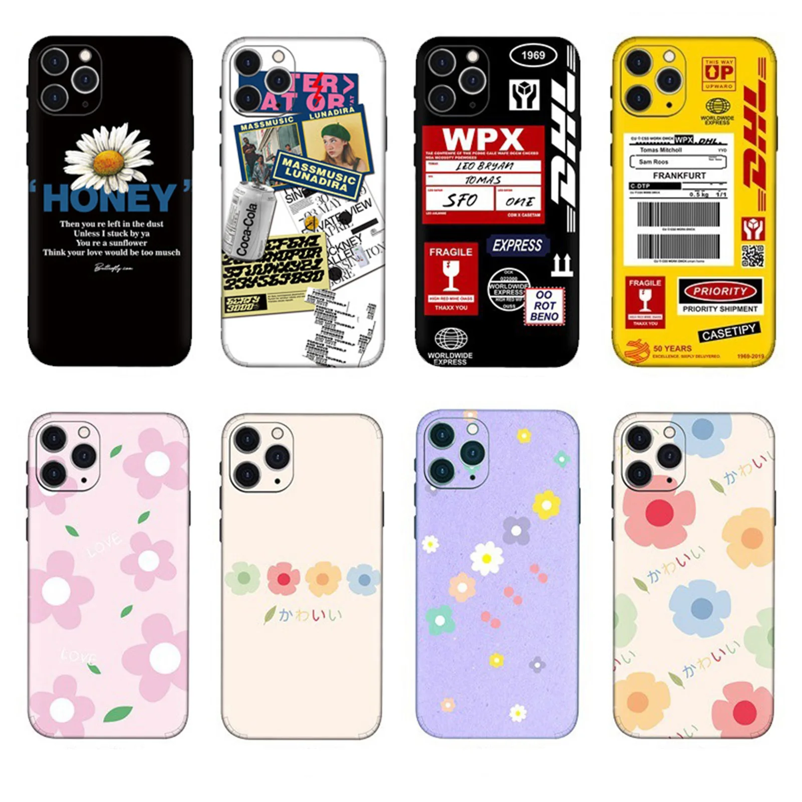 Цветные Мультяшные Матовые чехлы, наклейка на заднюю панель телефона, пленка, оболочка для iPhone 14 Plus 13 12 Pro Max Mini, милая наклейка на заказ