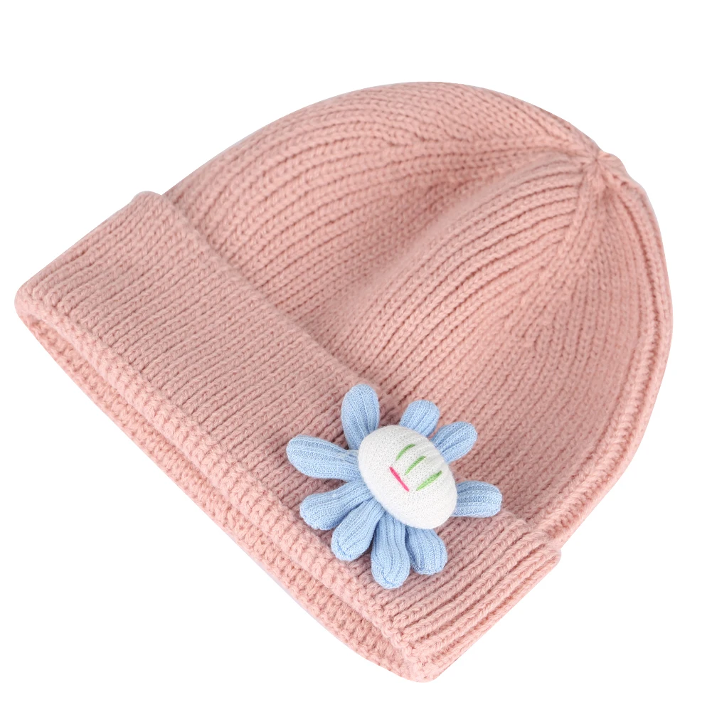Детская шапка бини с рисунком подсолнуха для детей от 3 до 12 месяцев вязаная