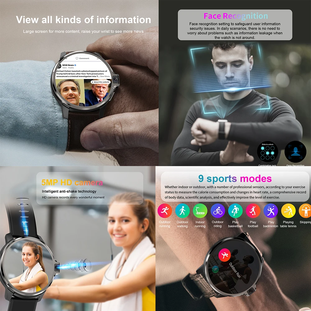 LEMFO LEMP Smart Watch 2021 LTE 4G Smartwatch Android 9.1 Dual System 128GB GPS 1050 Mah Man Camera For Men | Электроника
