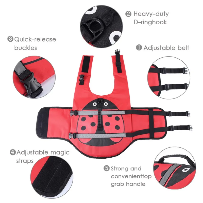 

Pet Summer Swimsuit Crab Reflective Life Jacket Suitable for Dogs Swimming Safe Dark Blue Large Size L