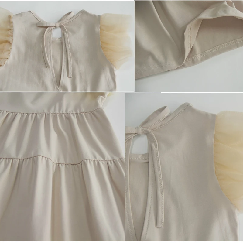 2020 new summer girls dress korea style princess party dresses teenager mesh sleeve patchwork cake cute children clothing | Детская