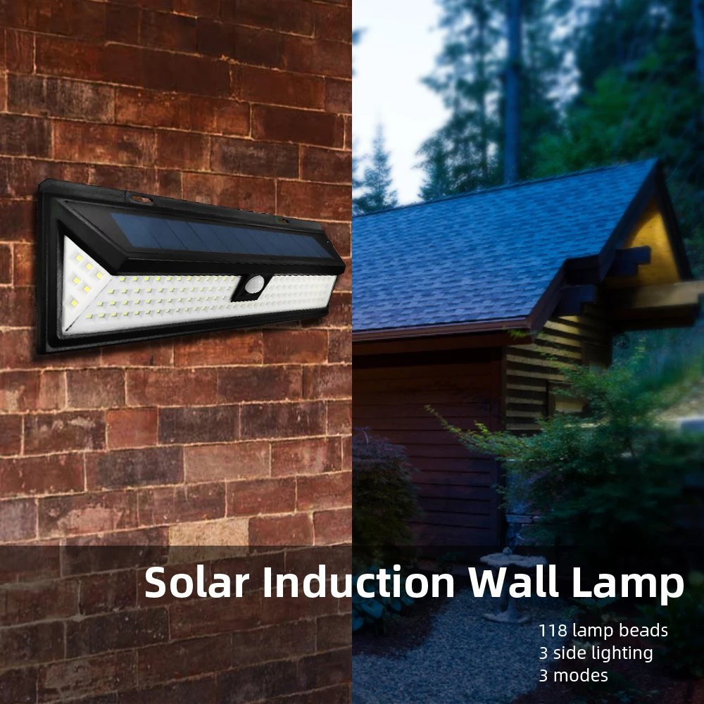 118 LED Солнечный свет открытый датчик движения на солнечной энергии