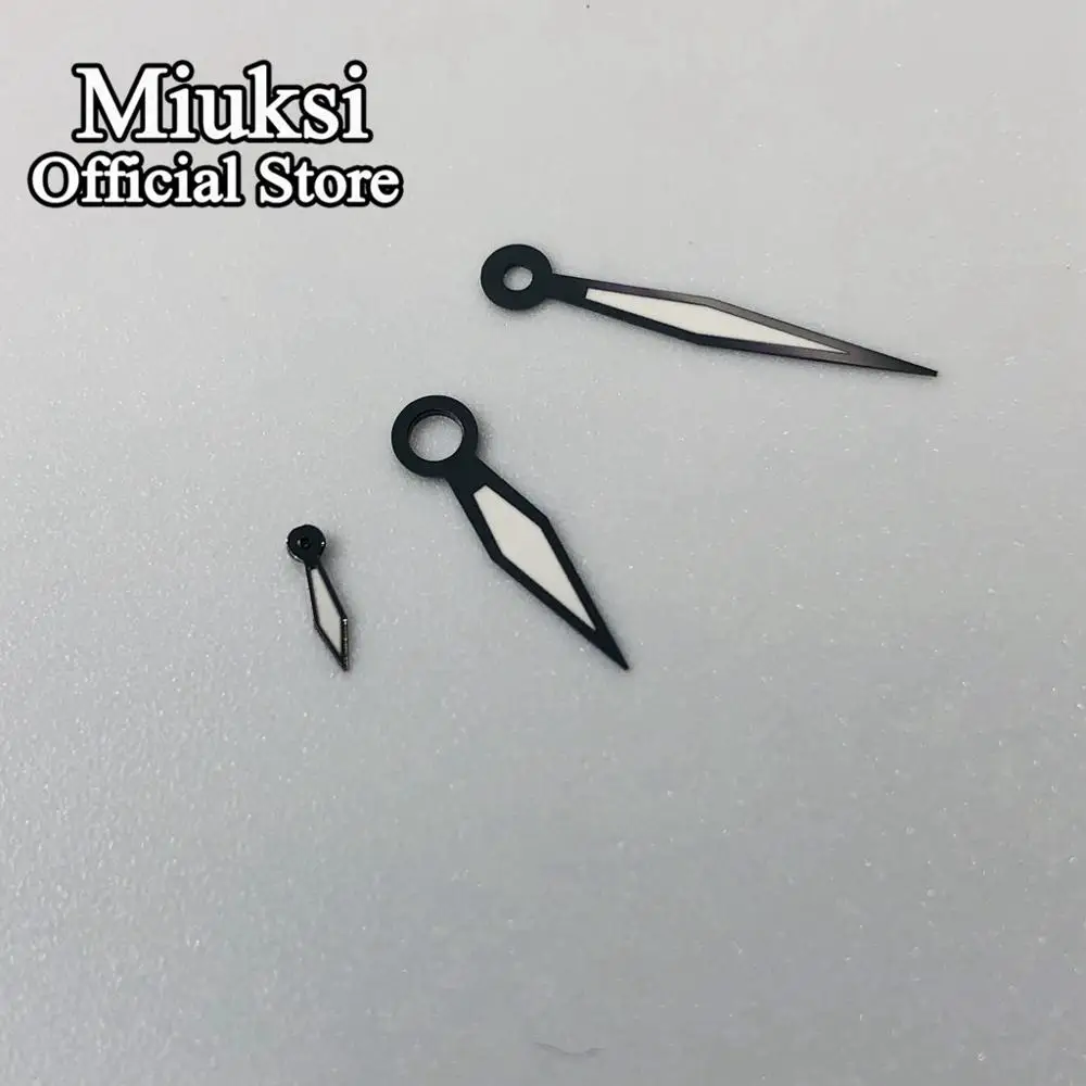 Черно белые часы Miuksi стрелки зеленые/синие светящиеся подходят для ETA 6497 6498 или Sea